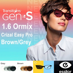  Essilor 1.6 Ormix Transitions GEN S Brown/Grey Crizal Easy Pro